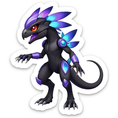 Shiny Dark Evil Nebula Futuristic Fakemon-Pokemon-Digimon-Spectrobes-Raptor-fusion, full body sticker