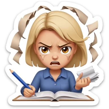 girl ripping up homework angry sticker