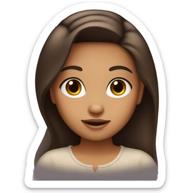 blushing tan girl with dark brown hair  sticker
