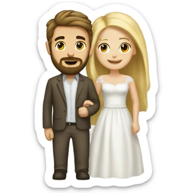 Married blonde girl and brown haired boy with beard sticker