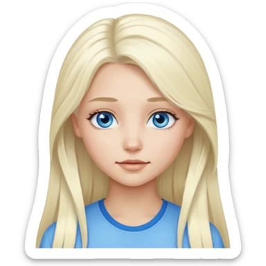 platinum blonde girl with long hair and forelocks, blue eyes. sticker