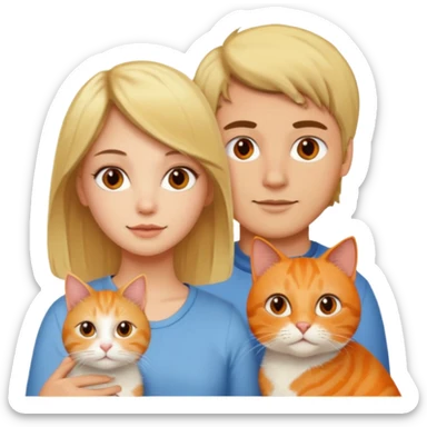 blond-hair-girl-and-brunette-hair-man-and-orange-cat sticker