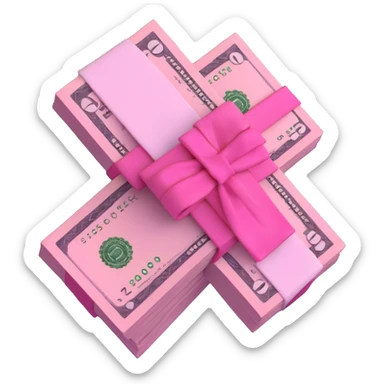 pink bundle of cash sticker