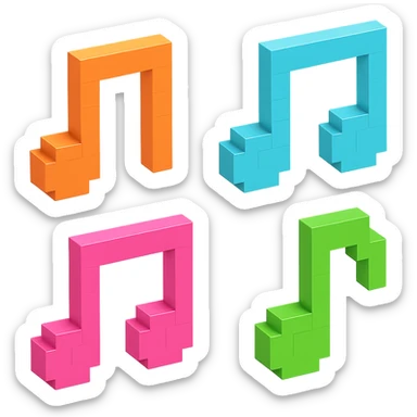 simple and clear voxel-style musical notes sticker