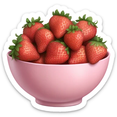 large fancy pastel pink bowl of strawberries sticker