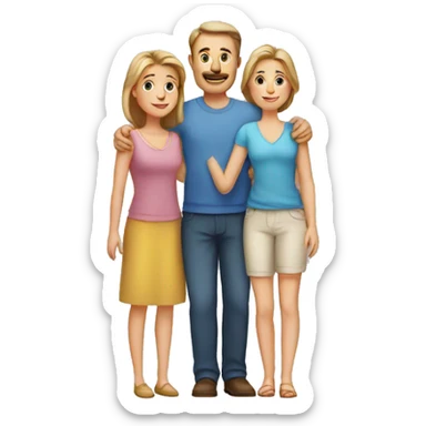 European Family with mum and dad and daughter sticker