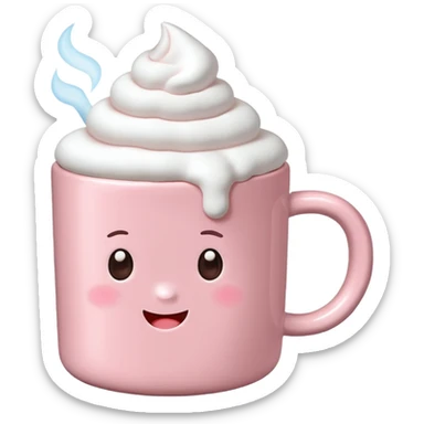 Light Pink mug of hot chocolate with marshmallows sticker