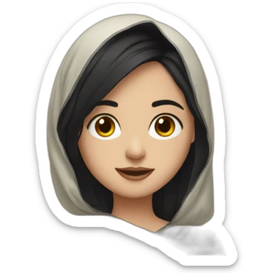 pale girl with black hair and dupatta sticker