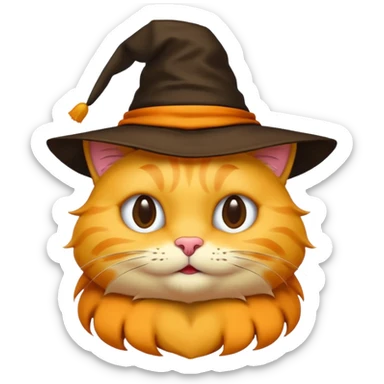 Simple yellow cat emoji wearing a sorting hat sticker