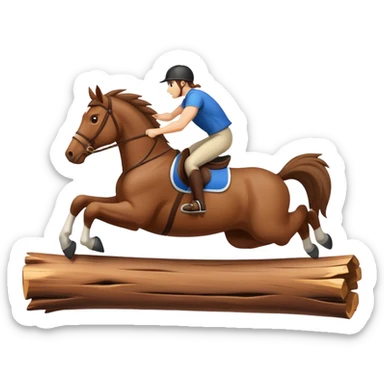 horse jumping a log  sticker