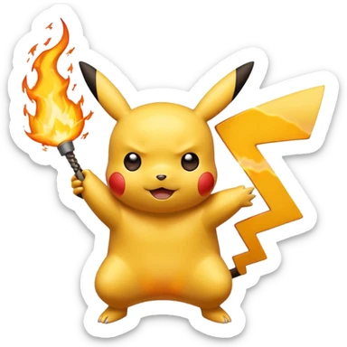 pokemon pikachu doing a fire attack sticker