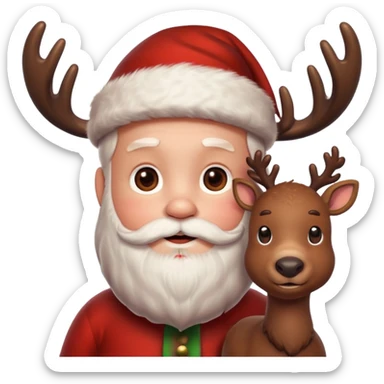 cute reindeer with santa sticker