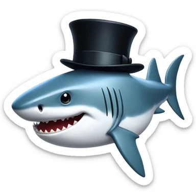Shark with a top hat sticker
