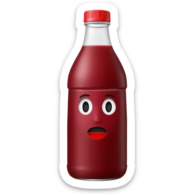 sobolo emoji (Ghanaian frink) in a plastic bottle and make the juice dark red  no face write sobolo on it sticker