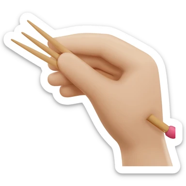 hand holding knittung needles sticker