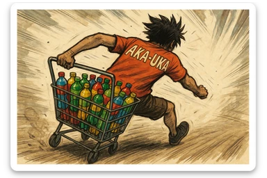 aka-uka ichimlik ortilgan aravani olib qochishyapti orqa tarafdan rakurs yuzi ko'rinmasin sticker