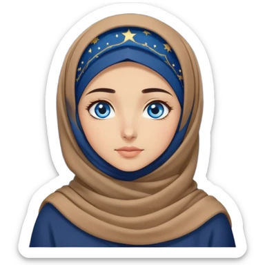 Turkish beautiful finish Konya girl blue eyes with starry night hijab and watching the sky on the ground  sticker