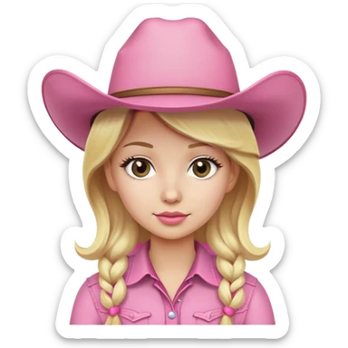Girl with pink cowboy hat and blonde hair sticker