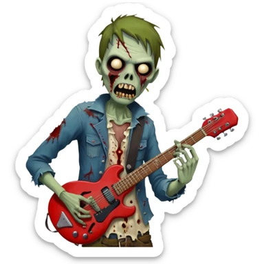 Zombie guitarist – ragged clothes sticker