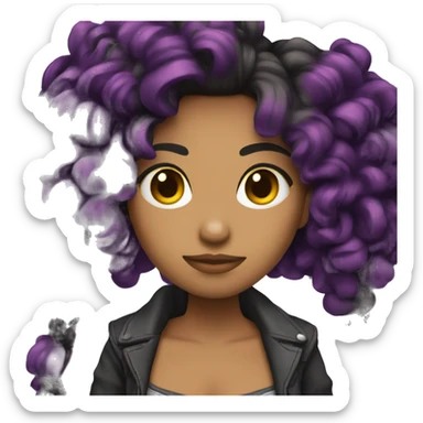 Chica cabello negro y mechones morados  sticker