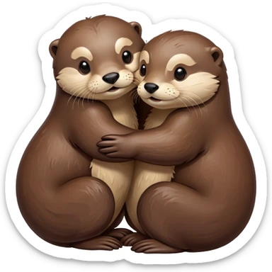 otters hugging eachother sticker