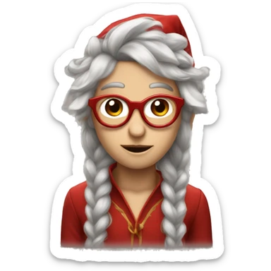 une elfe au cheveux rouge avec des lunettes qui pleure sticker