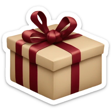 burgundy Christmas gifts under a beige tree sticker