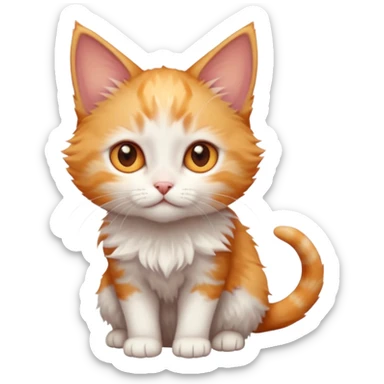 full body of very small + skinny ginger and white kitten with deep orange eyes and triangular shaped face sticker