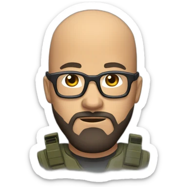 Bald guy with glasses and beard playing call of duty sticker