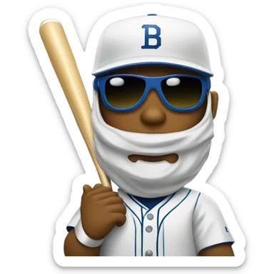  baseball player with sunglasses  sticker