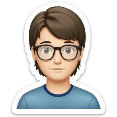 Beautiful thin boy, fair skin, glasses, and a mullet hairstyle  sticker