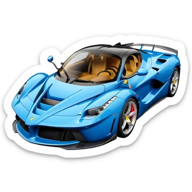 Blue LaFerrari sports car with doors open with a slight soft blue glow sticker