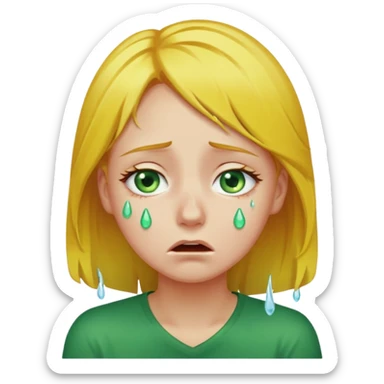 the girl is that criying she has green eyes and yellow hair sticker