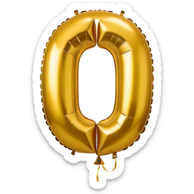 the number 0 in gold balloons sticker
