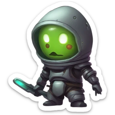 let him cook alien emoji scifi roguelike rpg style inspired by slay the spire digital art sticker