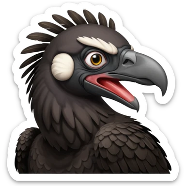   Old black angry  vulture looking to front sticker