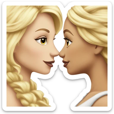 2 women princesses couple blonde deep kiss sticker