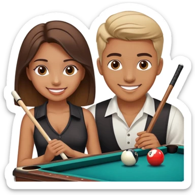 A girl beats a guy in pool table games  sticker