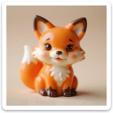realistic candy shaped like a cute fox, photorealistic style sticker