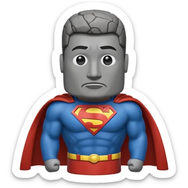 a moai emoji with a superman cape with the original face 🗿 sticker