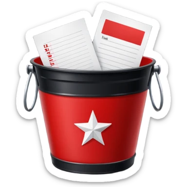 black bucket paper with names in it with red texas on front  sticker
