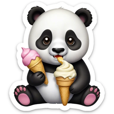 Panda eating ice cream sticker