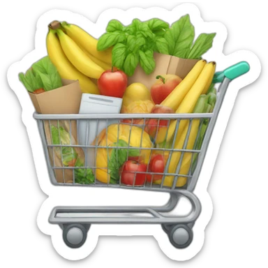 shopping cart with groceries inside sticker
