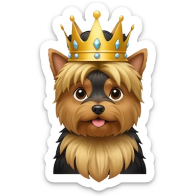 yorkshire terrier with a crown sticker