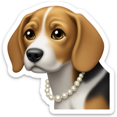 Beagle girl with a chanel pearl necklace sticker