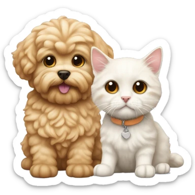 White-ginger cat AND apricot Maltipoo together  sticker