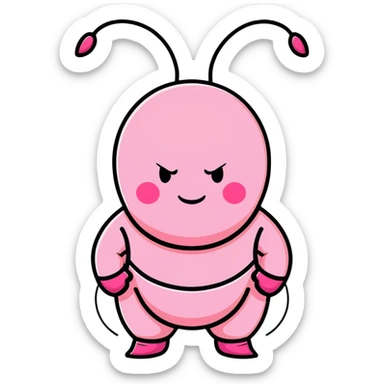 Majin Buu from Dragon Ball Z, pink round body with holes, antenna on head, innocent smile sticker