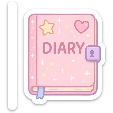 girly sparkling diary with lock, cute, no background, pastel colors sticker