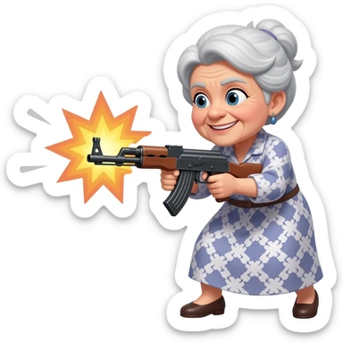 a grandma getting hit with a basooka sticker