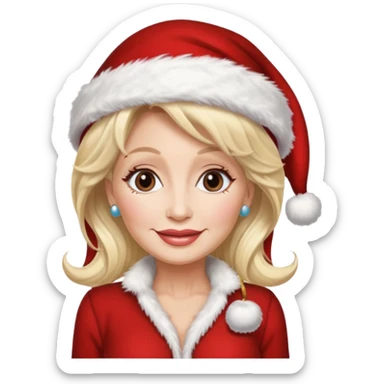 Dolly Parton with a Santa hat sticker